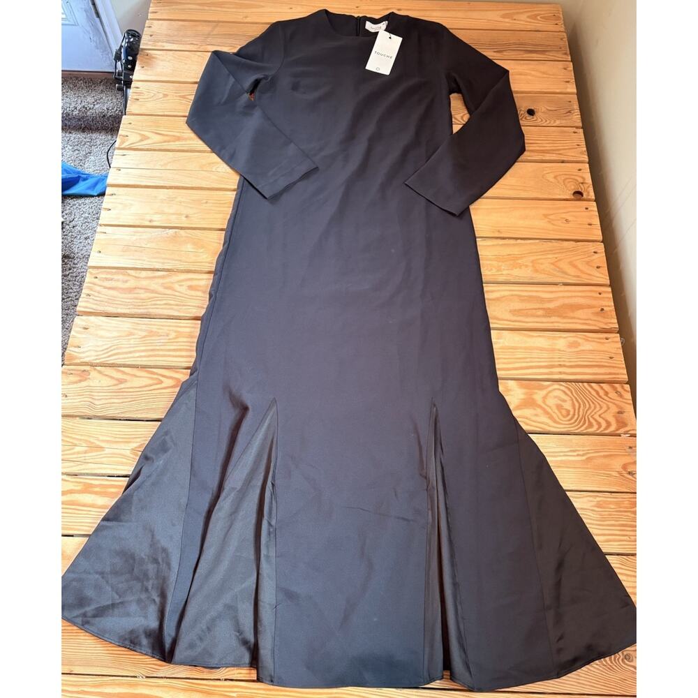 Touche NWT Women’s Long Sleeve Bell Hem Dress Size 38 Black P9